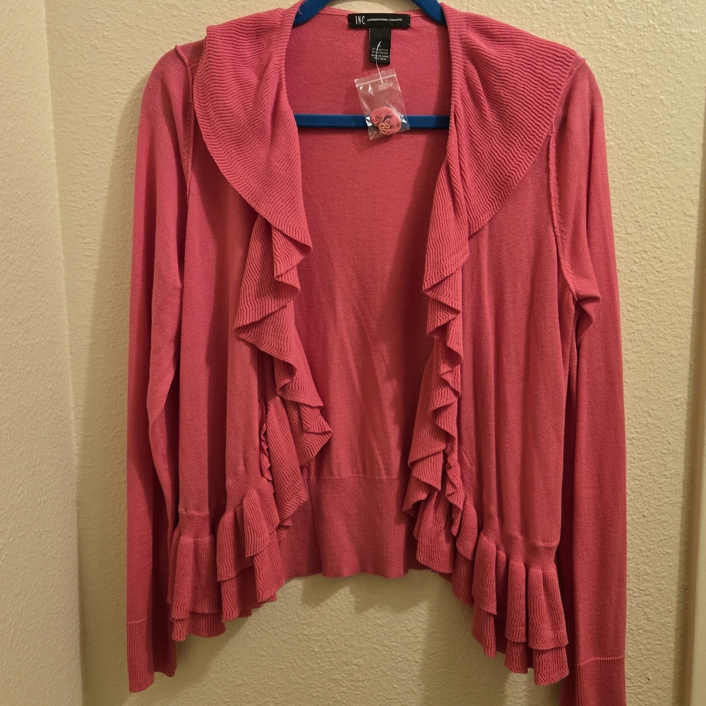 Pink Ruffled Women's Sweater by Kaktus
